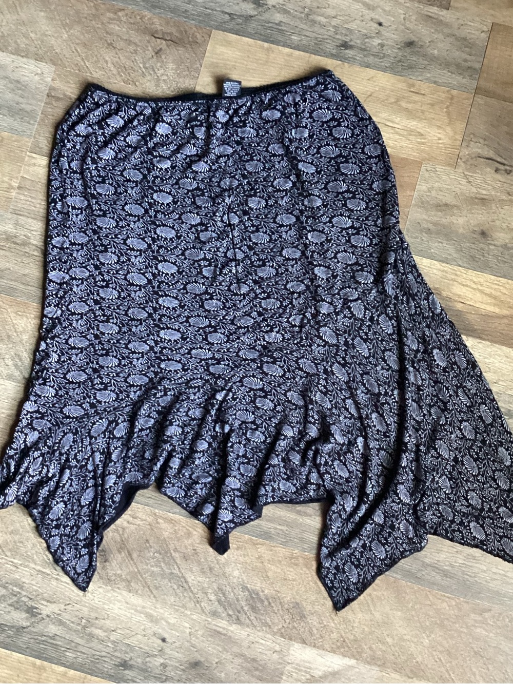 Mossimo Black Floral Handkerchief Hem Skirt
